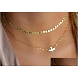 Hanger Kettingen Sier Gouden Vogel Vredesduif Mtilayer Ketting Choker Ketting Halsbanden Voor Vrouwen Mode-sieraden Drop Delivery Hangers Dhakb