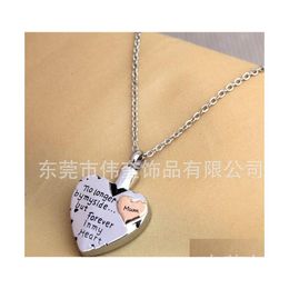 Colliers pendentifs Sier Heart Collier commémoratif en acier inoxydable pour maman papa animal de compagnie n'est plus à mes côtés dans les bijoux de crémation 816 Drop de Dhgrz