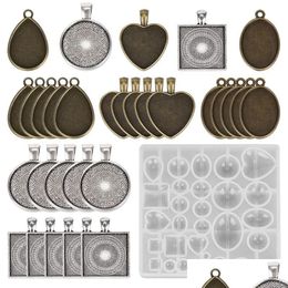 Hanger Kettingen Sile Mold Sets Met 30 Stuks Basis Epoxyhars Mallen Tijd Gem Cabochon Accessoires Voor Diy Sieraden Maken Benodigdheden Dro Dhkav