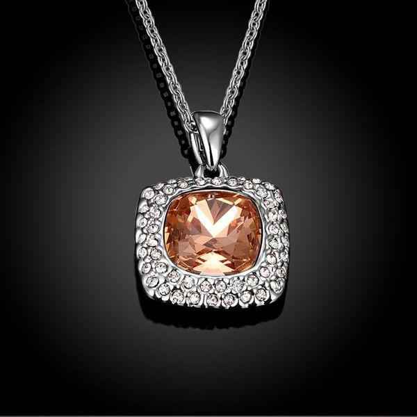 Colliers pendants couleurs argentées champagne champagne en zircone cubique bijoux de mode pour femmes carré AP2066pendant