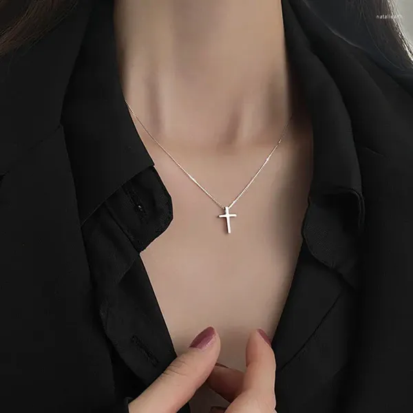 Pendentif Colliers Argent Couleur Croix Clavicule Chaîne En Acier Inoxydable Collier Pour Femmes Crucifix Christianisme Jésus Collier Femme