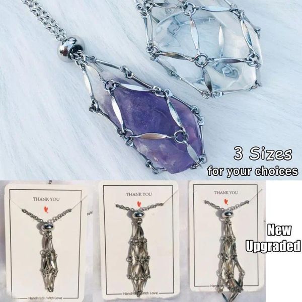 Pendentif Colliers Couleur Argent Cristal Porte-Cage Collier Or Acier Inoxydable Chaîne Accessoires Interchangeables