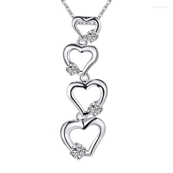 Collares pendientes Color plata Cubic Zirconia Corazón Collar Joyería de moda Regalo del día de San Valentín para mujer Salida de fábrica de calidad SUPERIOR