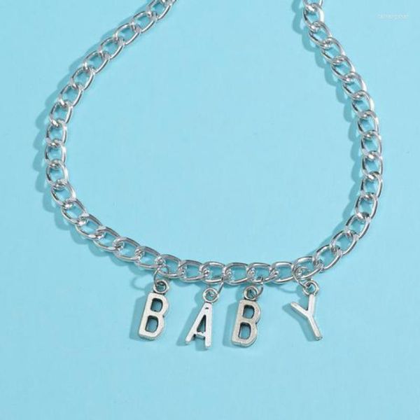 Pendentif Colliers Argent Couleur Anglais Mot Collier Ras Du Cou Alphabet Pour Femmes Hommes Bijoux Pendentifs CF2