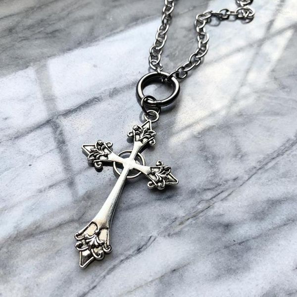 Pendentif Colliers Argent Couleur Fantôme Croix Collier De Mode Goth Sorcière Bijoux Charme Hommes Femmes Cadeau Creative Belle Déclaration Punk 2023