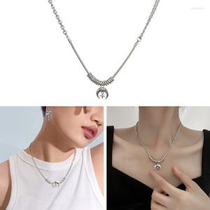 Pendentif Colliers Argent Couleur Lune Collier Pour Femmes Egirls Y2k Cool Cou Bijoux Clavicule Chaîne Coréenne Mode Fête Cadeau 40GB