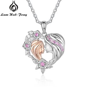 Colliers pendentif couleur argent mère et fille coeur collier avec fleur feuille bijoux pour maman anniversaire cadeaux de fête des mères 231207