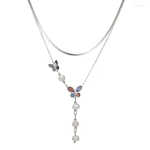 Hanger Kettingen Zilver Kleur Dames Ketting Roestvrij Stalen Ketting Met Vlinder 2023 Leuke Halsaccessoires Sieraden