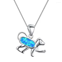 Hanger kettingen verzilverde 3 kleuren opalite opaal loyale hond link ketting ketting mode dierlijk sieraden