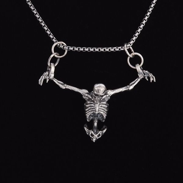 Pendentif Colliers Argent Plaqué Captivité Crâne Hommes s Biker Punk Rock Collier Gothique Halloween Bijoux Accessoire 230630