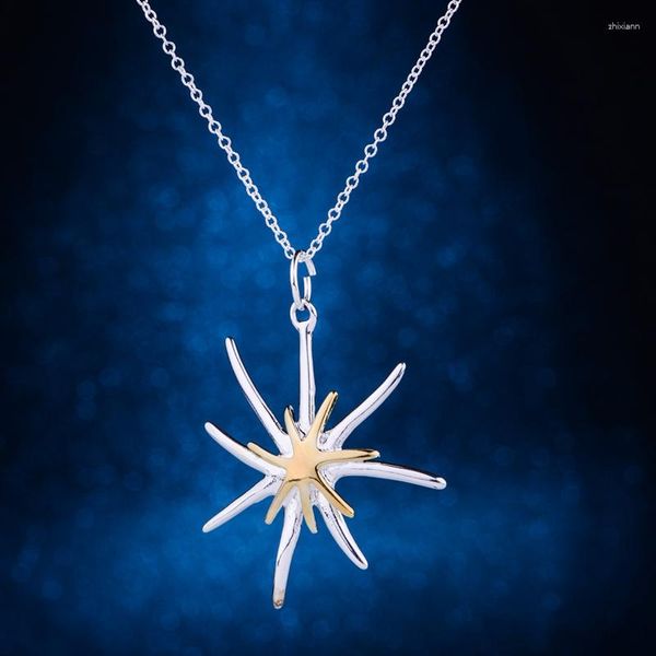 Collares colgantes Collar plateado Joyería de moda Estrella de mar Brillante Encantador / cdvakvca Dvdammka LQ-P026