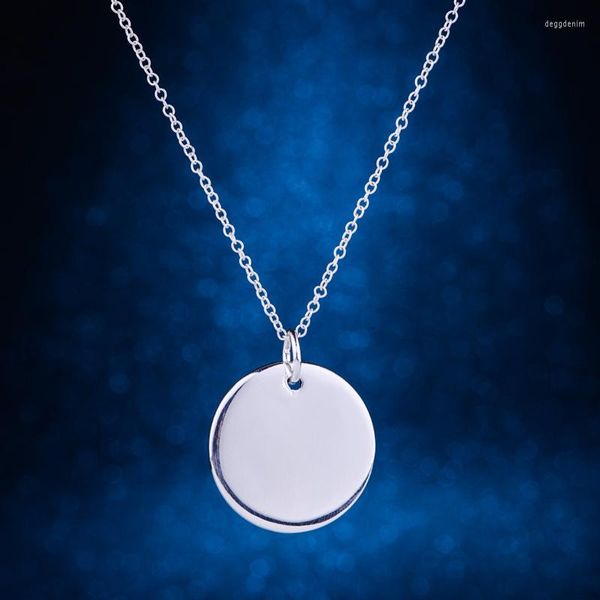 Pendentif Colliers Argent Plaqué Collier Bijoux De Mode Disque Brillant/cetakwaa Dwbamnia LQ-P137