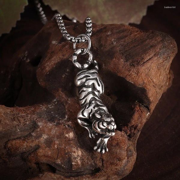 Pendentif Colliers Argent Plaqué Tigre Collier Personnalité Pour Hommes Dominateur Animal Garçons Mode Tendance Bijoux Cadeau