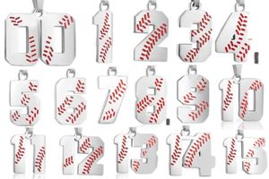 Colliers à pendentif en acier argenté #00--#99 tout en stock Inspiration Baseball Jersey numéro collier inoxydable charmes numéro pendentifs pour garçons hommes
