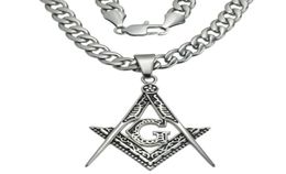 Colliers pendants Ton argenté pour hommes en acier inoxydable Masonry Masonic Mason Chain Collier N2823613377533