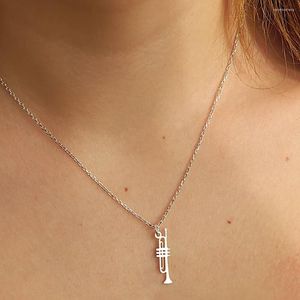 Hanger kettingen zilverachtige trompet ketting muziekinstrument vorm cross chains chokers dames mannen mode sieraden accessoires