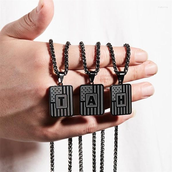 Collares colgantes Simple 26 letras Collar cuadrado geométrico inicial para mujeres Hombres Joyería Placa de identificación Cadena Gargantilla Cumpleaños Cuello Regalo