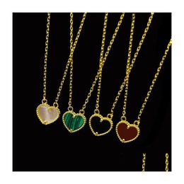 Hangertjeskettingen Eenvoudig en lieflijk hartvormig koperfineer met natuursteen Verguld 18K Gouden Perzikschelp Agaat Malachiet Liefde Dhk7Q