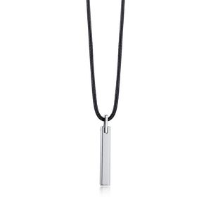 Colliers pendentifs Simple et tendance mâle un mot brillant tungstène acier plaine bande tempérament cire corde collier adapté aux hommespendentif