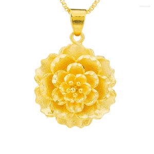 Pendentif Colliers Simple Big 24K Forme de fleur d'or pour les femmes Chaîne Collier Collier ras du cou Bijoux