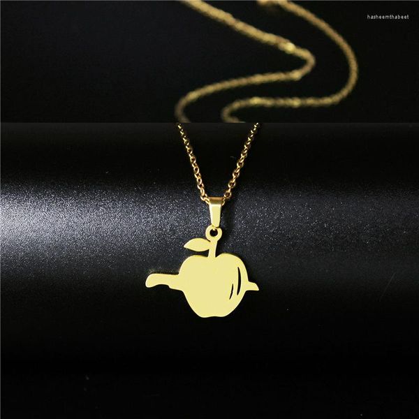 Pendentif Colliers Simple Bijoux Vide Apple Collier Bijoux De Mode Pour Les Femmes En Acier Inoxydable Chaîne Mignon Fruit Ras Du Cou