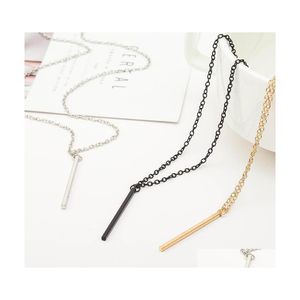 Hanger kettingen eenvoudige kettingbar lange staaf juwelen goud/sier kleur collier femme choker ketting drop levering sieraden hangers dhkqg