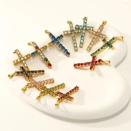 Colliers pendentif croix simple avec breloque en zircone cubique, bijoux en vrac en acier inoxydable pour femmes, cadeaux de fête