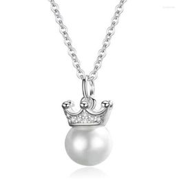 Hanger kettingen Simple Crystal Crown White Imitatie Parels ketting zilveren kleur sleutelbeen valentijnsdag damesjuwelen geschenken