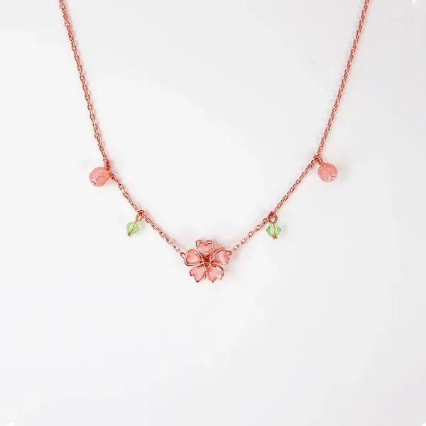 Pendentif Colliers Simple Mignon Fleurs De Cerisier Pour Femmes Mori Romatnic Doux Bon Cadeau Rose Fleur Cou Bijoux De Mode
