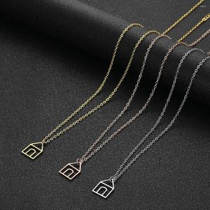 Hanger kettingen eenvoudige sierlijke holte geometische huis ketting voor vrouwen meisje goud kleur minimaal romantisch huis boho sieraden vrouwelijk feest