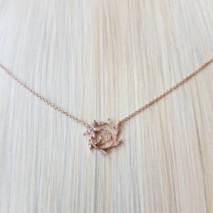 Hanger kettingen eenvoudige sierlijke blad rijkdom wikkel ketting rosé goud kleurketens gelaagde kubieke zirconia voor vrouwen meisje sieraden Bijoux