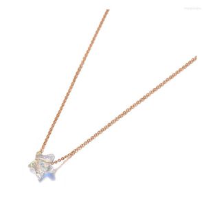 Pendentif Colliers Design Simple Or Rose CZ Cristal Étoile Charme Pour Femmes À La Mode Titane Acier Collier De Bureau N20222