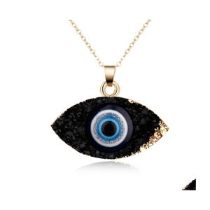 Pendentif Colliers Simple Druzy Drusy Evil Eye Femmes Résine À La Main Chaînes En Or Pour Femme Fête De Noël Cadeau D'anniversaire Drop Deliver Dhlyo