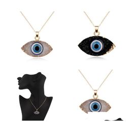 Hanger kettingen Simple Evil Eye Hanging ketting Vrouwen hars Handgemaakte clavicel ketens kettingen voor vrouwelijke kerstimitatie nat dhtpu