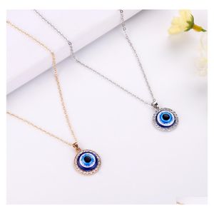 Hanger kettingen Simple Evil Eye dunne vrouwen sieraden ketting Turkse gelukkige mode goud kleur choker ketting ronde hart vrouwelijk frien dhvcw