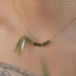 Hanger Kettingen Eenvoudige Prachtige Jade Ketting Natuurlijke Vintage Sleutelbeen Keten Chinese Stijl Sieraden Cadeau Voor Vrouw