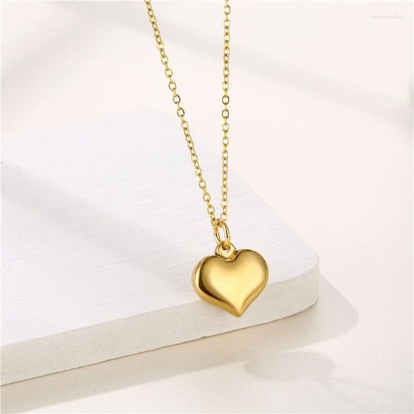 Pendentif Colliers Simple Mode Amour Coeur En Acier Inoxydable Pour Les Femmes À La Mode Tempérament Femelle Cou Chaîne Bijoux En Gros