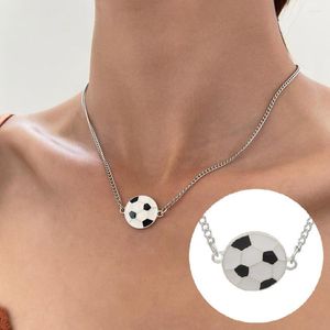 Pendentif colliers Simple Football collier pour femmes mode noir blanc breloque tour de cou bijoux à bricoler soi-même accessoires fête cadeau 2023