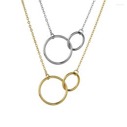 Hanger Kettingen Eenvoudige Geometrische Dubbele Cirkel Drop Goud Kleur Roestvrij Staal Minimalistische Ketting Voor Vrouwen Dagelijks Sieraden Cadeau