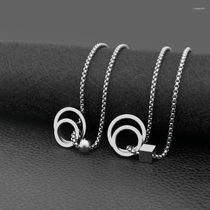 Pendentif Colliers Simple Creux Rond Cercle Carré En Acier Inoxydable Collier Pour Femmes Géométrique Chaîne En Métal Été Bijoux Accessoires