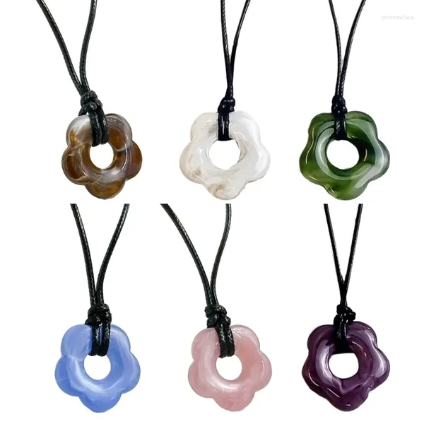 Colliers pendants Simple Ink Pattern Resin Flower Collier Party Bijoux Justry Fashion Choker Collar élégant