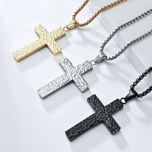 Pendentif Colliers Simple Irrégulière À La Main Marteau Modèle Collier Croix En Acier Inoxydable Hommes Bijoux Religieux