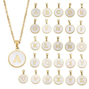Pendentif Colliers Simple Lettre Initiale Collier Pour Femmes Or Couleur Ronde A-Z Alphabet Anniversaire Bijoux Cadeaux