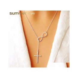 Collares pendientes Simple Long Sier Chic Infinity Cross Bird Leaf Chain Moda para mujer Joyería Regalo Drop Delivery Colgantes Dhvct