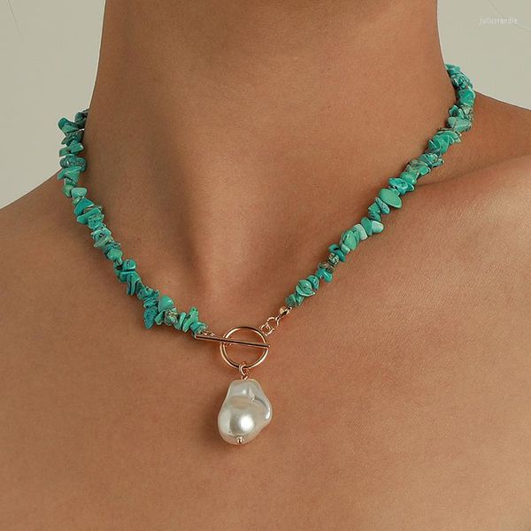 Collares pendientes Simple lujo OT hebilla gargantilla para mujer personalidad moda gran collar de perlas barrocas venta de joyería de moda