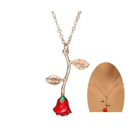 Pendentif Colliers Simple Rouge Rose Fleur Déclaration Collier Pour Femmes Ras Du Cou Or Couleur Boho Charme Bijoux Beaux Cadeaux Drop Delivery P Otvel