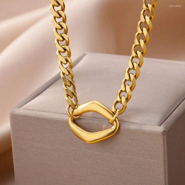 Pendentif Colliers Simple Rhombus en acier inoxydable pour femmes hommes couleur or géométrique collier ras du cou cadeaux 2023 bijoux à la mode