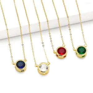 Colliers pendants simples perles rondes Crystal rouge pour femmes en cuivre plaqué à chaîne courte et à chaîne courte jielrie en gros nkew83