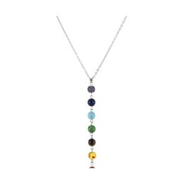 Hanger kettingen eenvoudige stijl 7 chakra mticolor natuursteen kralen ketting lange ketting voor vrouwen sliver kleur charme collier kraag dhfcv