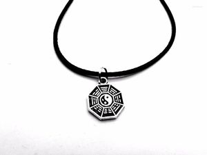 Pendentif Colliers Simple Taiji Bagua Carte Feng Shui Collier Style Chinois Fantastique Ying Yang Tai Chi Potins Corde En Cuir